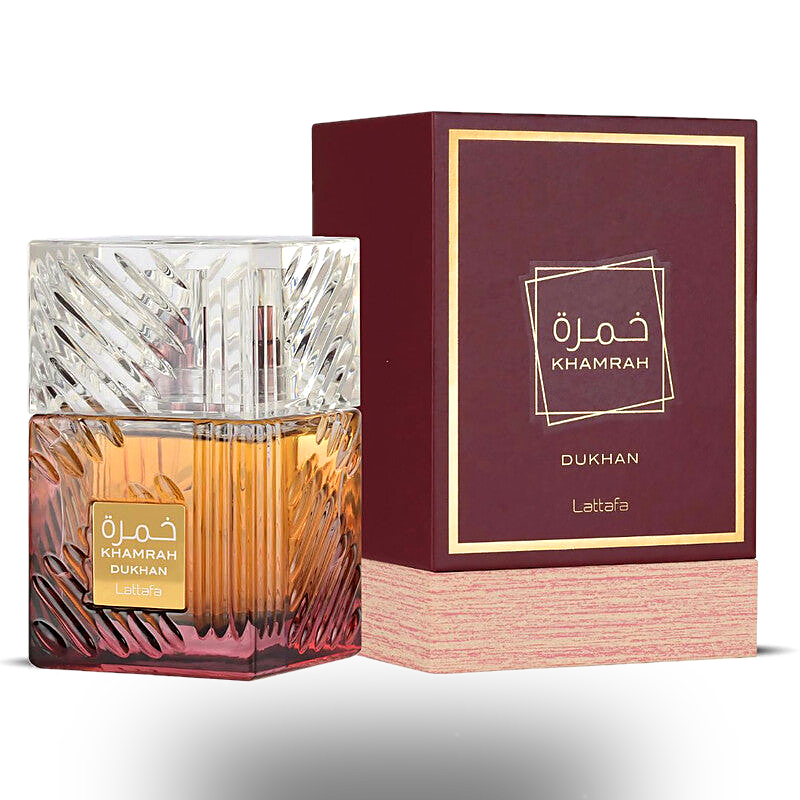 Lattafa Fragancias en spray Khamrah Dukhan EDP para hombre, 3,4 oz