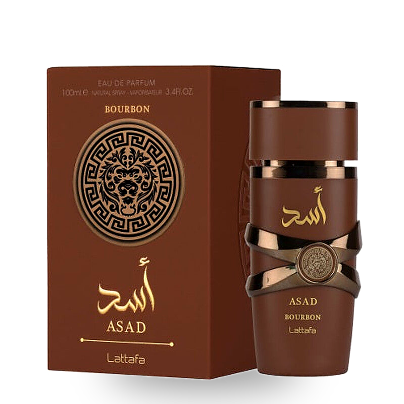 Lattafa Perfume Asad Bourbon EDP en spray para hombre, 100 ml (3.4 oz).